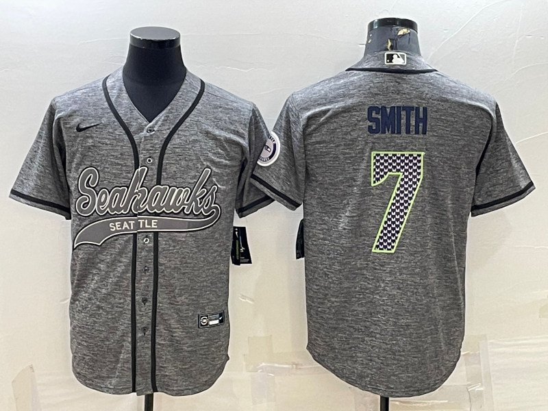 Men's Seattle Seahawks Geno Smith #7 Gray Jersey Joint Edition
